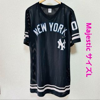 マジェスティック(Majestic)のマジェスティック ニューヨーク ヤンキース メッシュワンピース L ブラック(ひざ丈ワンピース)