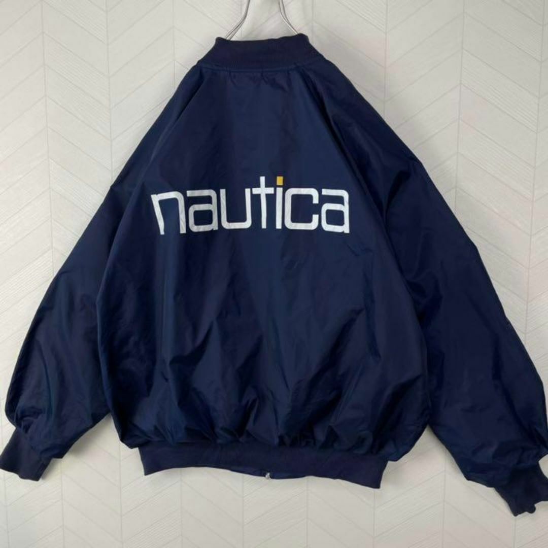 NAUTICA(ノーティカ)の超激レア 90s ノーティカ ナイロンジャケット 極太アーム オーバーサイズ 紺 メンズのジャケット/アウター(ナイロンジャケット)の商品写真