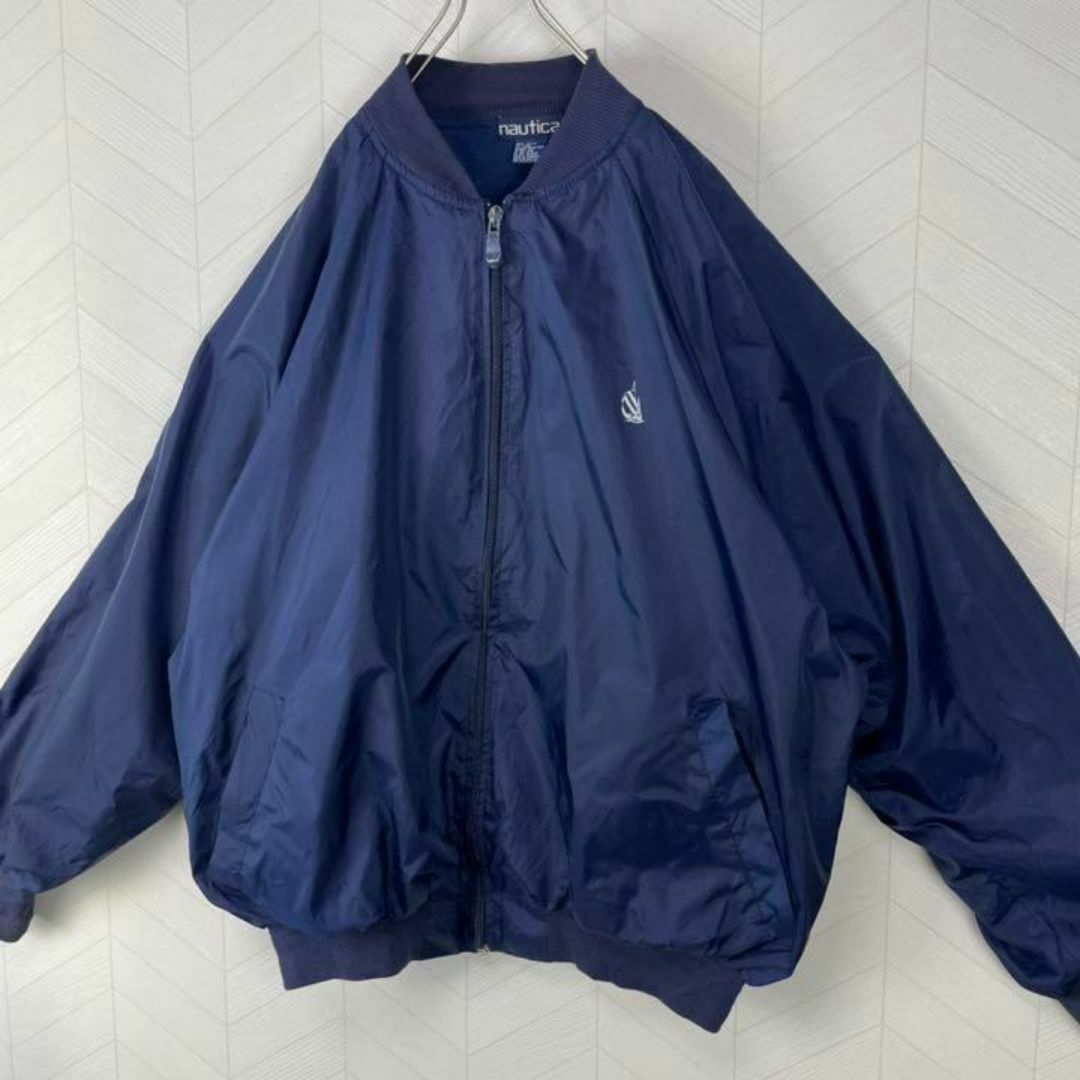 NAUTICA(ノーティカ)の超激レア 90s ノーティカ ナイロンジャケット 極太アーム オーバーサイズ 紺 メンズのジャケット/アウター(ナイロンジャケット)の商品写真