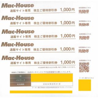 Mac-House - 【送料無料】Mac-House　マックハウス　5,000円分（通販サイト専用）