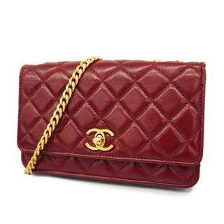 シャネル(CHANEL)の★SALE 【4ia0479】シャネル ショルダーウォレット/マトラッセ/Wチェーン/ラムスキン/ボルドー/ゴールド金具 【中古】 レディース(財布)