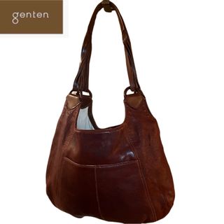 ゲンテン(genten)の【良品】genten ゲンテン　ブラウン　トートバッグ　肩掛け可(トートバッグ)