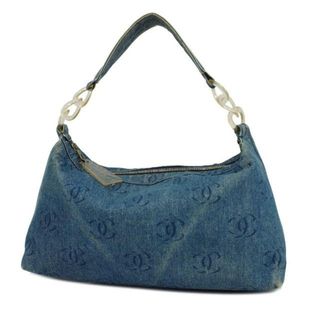 シャネル(CHANEL)の【4ia0494】シャネル ショルダーバッグ/デニム/ライトブルー/シルバー金具 【中古】 レディース(ショルダーバッグ)