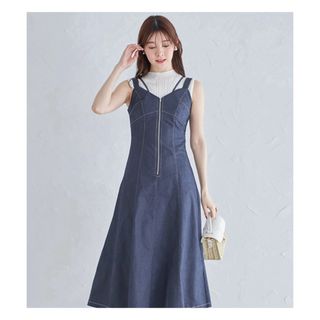 トッコクローゼット(TOCCO closet)のフロントジップデニムキャミワンピース　toccocloset(ロングワンピース/マキシワンピース)