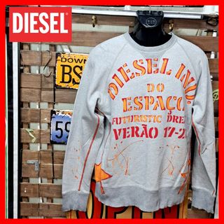 ディーゼル(DIESEL)のDIESEL　ディーゼル　前V ペイント加工　スウェット　トレーナー　Ｍ　グレー(スウェット)