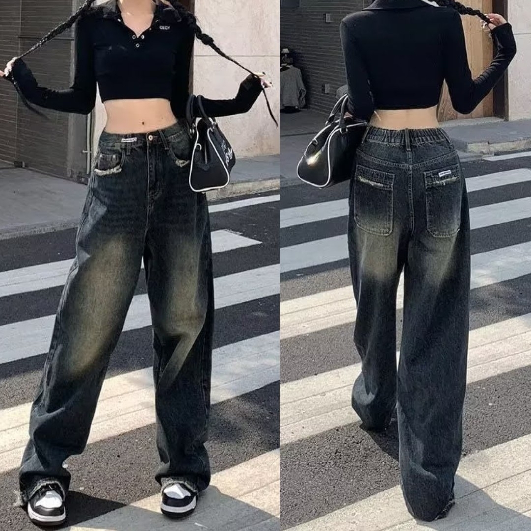 デニムワイドパンツ ジーンズ デニムパンツ ジーパン ワイドパンツ JEANS レディースのパンツ(デニム/ジーンズ)の商品写真