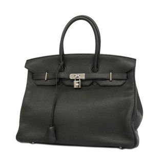 Hermes - 【4ia0759】エルメス ハンドバッグ/バーキン35/□N刻印/トリヨンクレマンス/ブラック/シルバー金具 【中古】 レディース