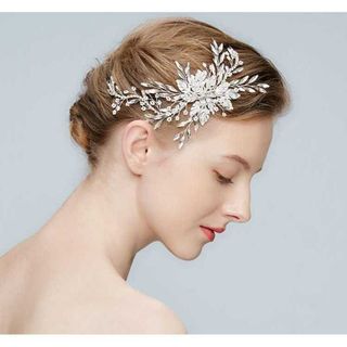 ヘアアクセサリー 結婚式 クリスタルヘッドドレス 18cm×7cm(その他)