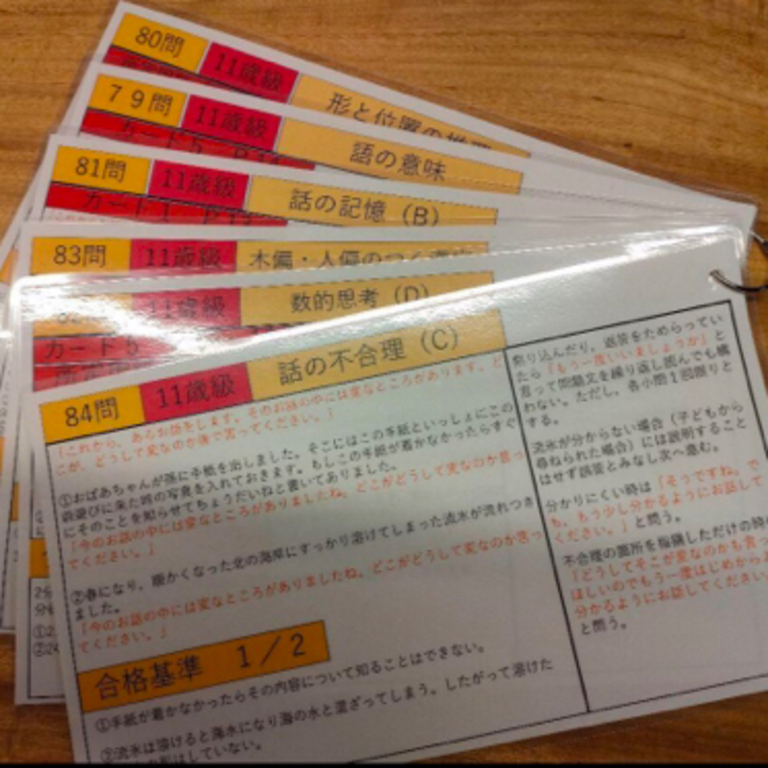 田中ビネー知能検査V 検査進行シート3歳級〜12歳級セットの 田中ビネー知能検査V 検査進行シート3歳級〜12歳級セットの