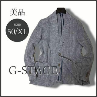 ジーステージ(G-Stage)のG-STAGE 麻100% サマージャケット 50/XL マリンブルー 極美品(テーラードジャケット)