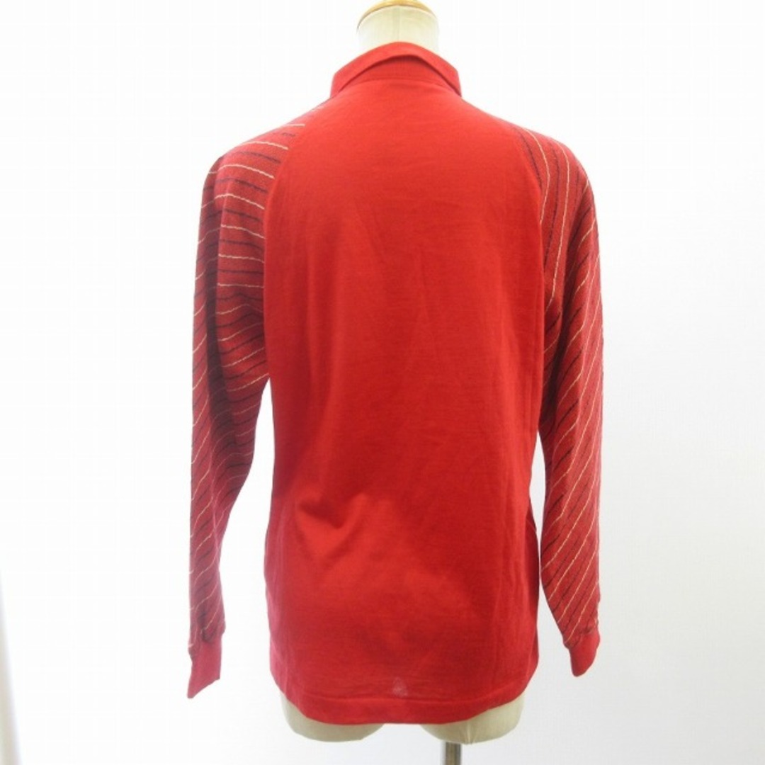GIVENCHY(ジバンシィ)のジバンシィ ロゴ刺繡 ポロシャツ ウール ボーダー 赤 L ■KK03 レディースのトップス(ポロシャツ)の商品写真