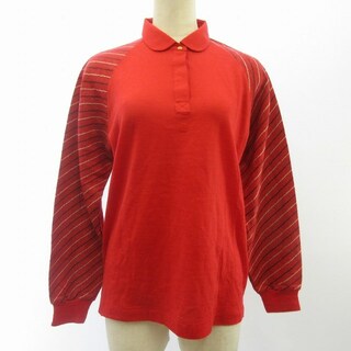ジバンシィ ロゴ刺繡 ポロシャツ ウール ボーダー 赤 L ■KK03
