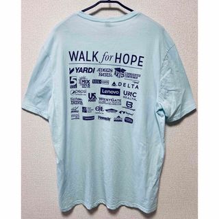 【US古着】W for H フロント&バックプリントT (2XL/ ブルー)(Tシャツ/カットソー(半袖/袖なし))