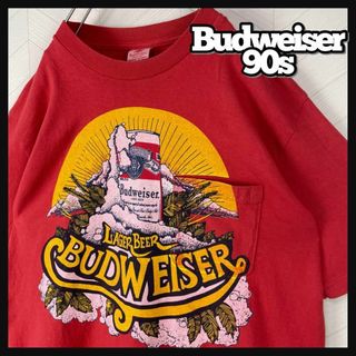 入手困難 90s バドワイザー Tシャツ シングルステッチ ビール 両面 ポケT(Tシャツ/カットソー(半袖/袖なし))