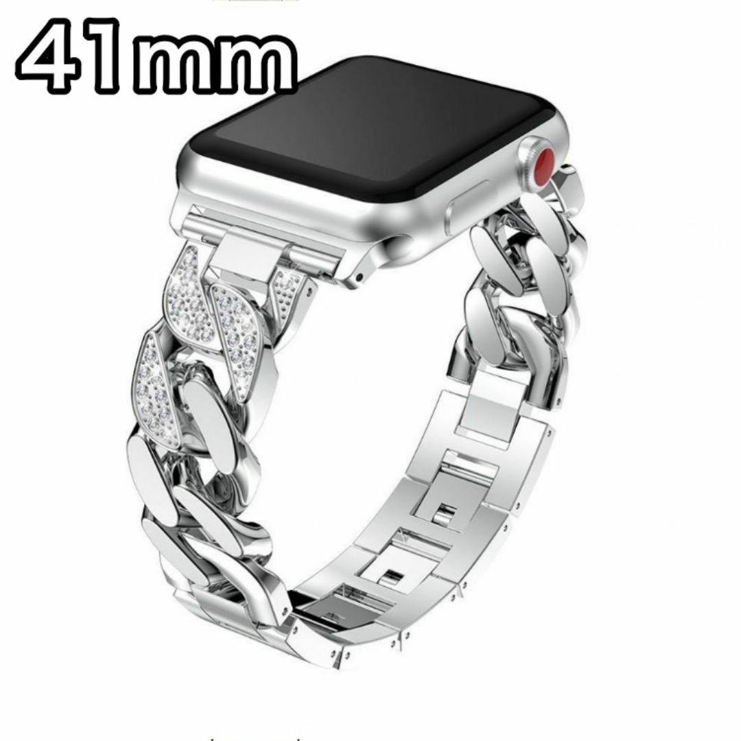 Apple Watch アップル チェーンバンド シルバー ダイヤ 41mm レディースのファッション小物(腕時計)の商品写真