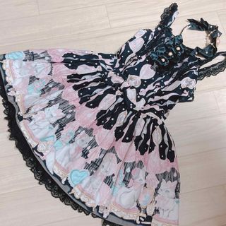 アンジェリックプリティー(Angelic Pretty)のdolly cat ハイウエストJSK カチューシャ(ひざ丈ワンピース)