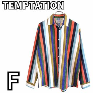  TEMPTATION 長袖シャツ ストライプ 柄シャツ 開襟(Tシャツ/カットソー(七分/長袖))