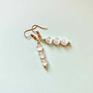 キャッツアイ (ホワイト) フックピアス 8mm GLD イヤリング 樹脂ピアス(ピアス)