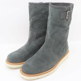 グッチ(Gucci)のITXV47F7V1TO GUCCI グッチ シマ GG ロゴ スエード ショート ブーツ グレー 靴 レディース サイズ 38(ブーツ)