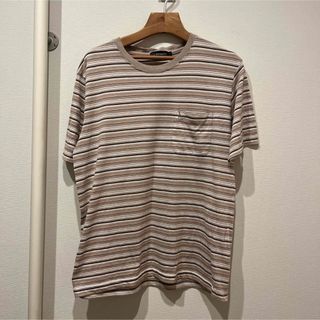 トロイ(TOROY)のTOROYメンズTシャツ半袖ブラウン　ボーダーLサイズ春夏(Tシャツ/カットソー(半袖/袖なし))