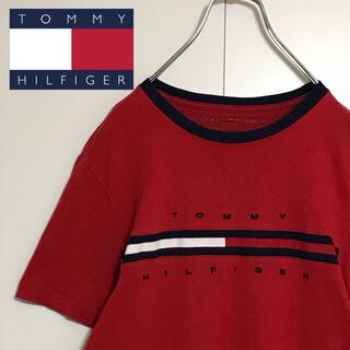 【希少デザイン】トミーヒルフィガー リブロゴ入りTシャツ　S  A1133(Tシャツ/カットソー(半袖/袖なし))