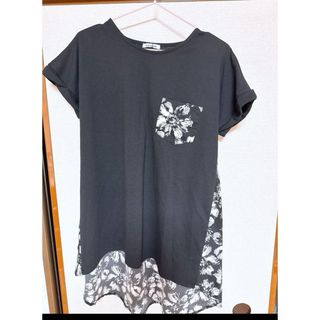 オリーブデオリーブ(OLIVEdesOLIVE)のOLIVE des OLIVE 花柄 チュニック 黒(Tシャツ(半袖/袖なし))