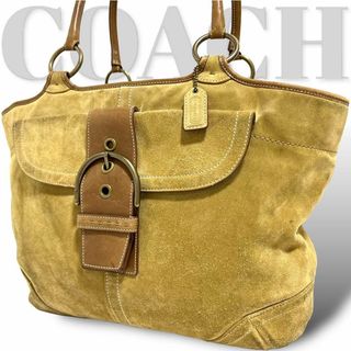 コーチ(COACH)の美品　コーチ　大容量　トートバッグ　 ショルダーバッグ　スエード　 レザー(トートバッグ)