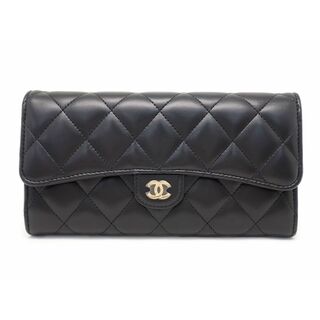 シャネル(CHANEL)のシャネル AP0241 ラムスキン ブラックxGD金具 マトラッセ クラシック ロング フラップ ウォレット 長財布 【新宿店】【中古】【新着】(財布)