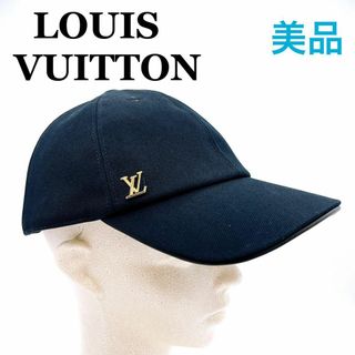 ルイヴィトン(LOUIS VUITTON)のルイヴィトン M7050L コットン  アイコニック キャップ 　LVロゴ　黒(キャップ)