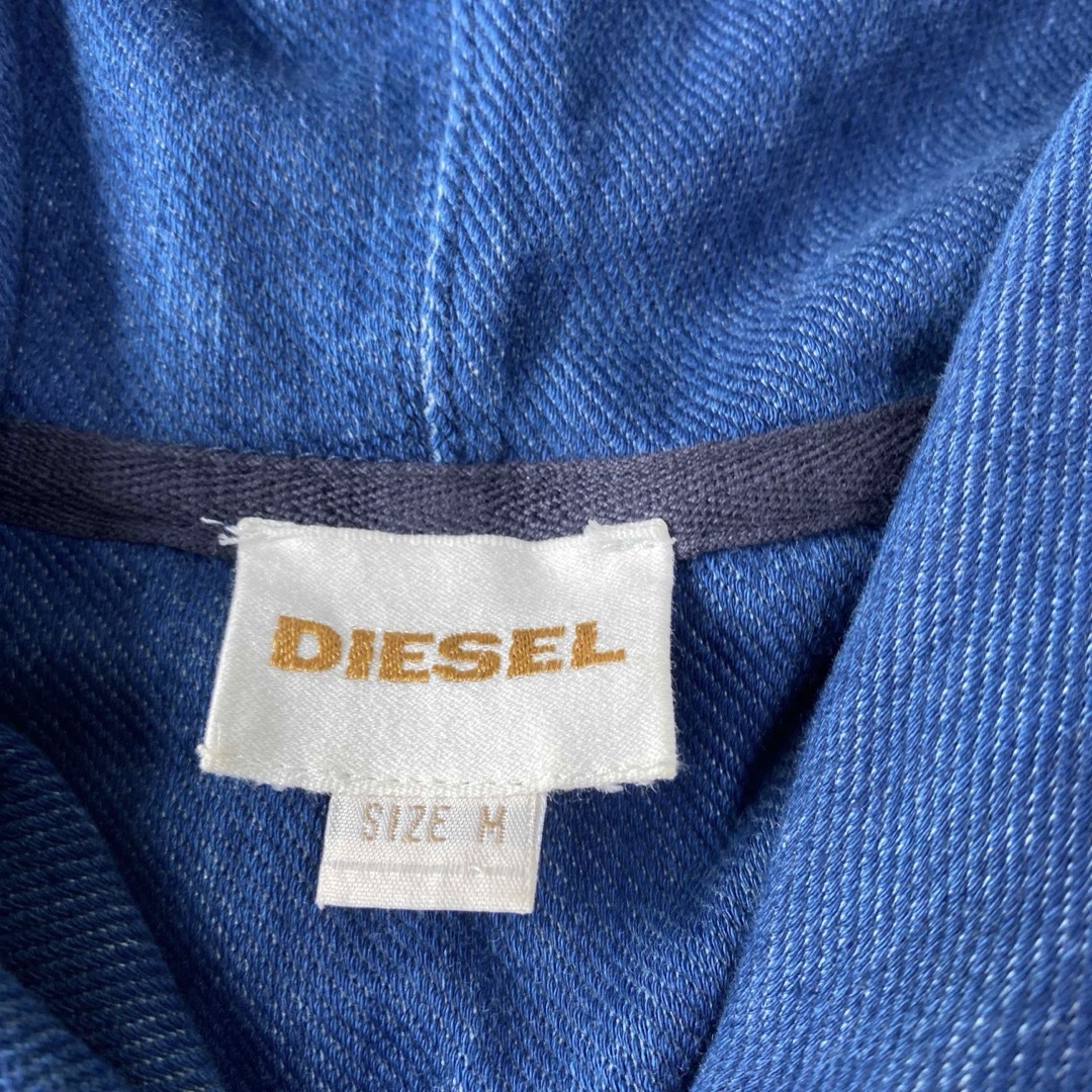 DIESEL(ディーゼル)のDIESEL ダメージ仕様パーカー　インディゴ　薄手 メンズのトップス(パーカー)の商品写真