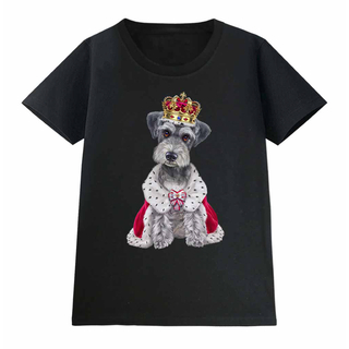 シュナウザー いぬ 犬 王様 キング 王子様 王冠 Tシャツ メンズ レディース(Tシャツ(半袖/袖なし))