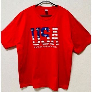 【US古着】 USA国旗モチーフプリントTシャツ(2XL/レッド)(Tシャツ/カットソー(半袖/袖なし))