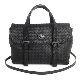 ボッテガヴェネタ(Bottega Veneta)のボッテガヴェネタ イントレチャート ターンロック 2way ショルダー ハンドバッグ 斜め掛け カーフスキン レザー ブラック 黒 ガンメタル金具 308823 BOTTEGA VENETA（未使用　展示品）(ハンドバッグ)