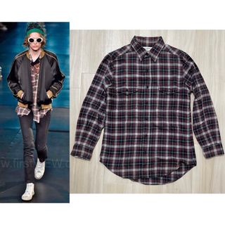 サンローラン(Saint Laurent)の16SS サンローランパリ ウェスタンチェックシャツ Sサイズ ネルシャツ(シャツ)