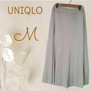 ユニクロ(UNIQLO)のLa12007【ユニクロ 】洗えるひざ丈プリーツスカート美品ベージュMオフィス(ひざ丈スカート)