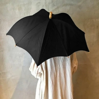 フォーティーファイブアールピーエム(45rpm)の新品 ディチェザレ デザイン✨かぼちゃ形 1TONE 晴雨兼用日傘 ブラック 黒(傘)
