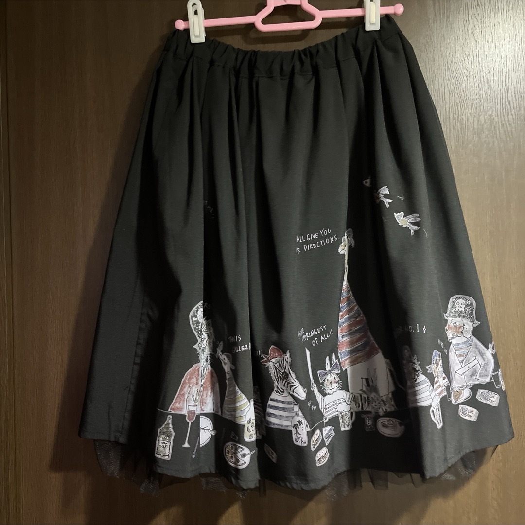 スカート リバーシブル 動物 レディースのスカート(ひざ丈スカート)の商品写真