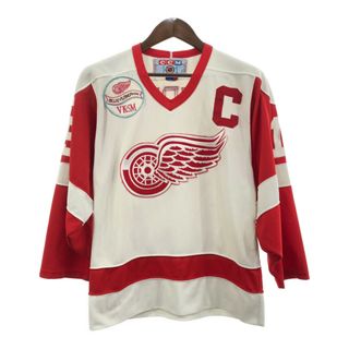 80年代 カナダ製 CCM NHL デトロイト・レッドウィングス ゲームシャツ ユニフォーム プロチーム ホワイト (メンズ S) 中古 古着 Q5508(その他)