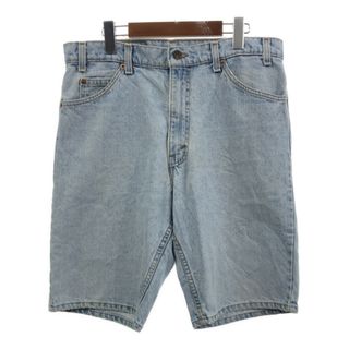 リーバイス(Levi's)の90年代 USA製 Levi's リーバイス 550 デニム ショートパンツ オレンジタブ ブルー (メンズ W34) 中古 古着 Q5513(ショートパンツ)