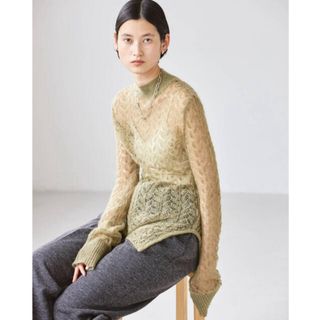 トゥデイフル(TODAYFUL)のTODAYFUL Sheer Lace Knit トゥデイフル シアー カーキ(ニット/セーター)