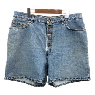 リーバイス(Levi's)のUSA製 Levi's リーバイス ボタンフライ デニム ショートパンツ アメカジ ライトブルー (メンズ Ｗ36 相当) 中古 古着 Q5517(ショートパンツ)