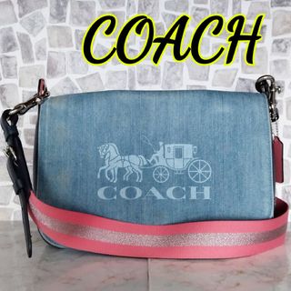 【美品】COACH ショルダーバック キャリッジ デニム 可愛い 斜めがけ