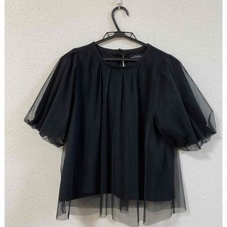 ユナイテッドアローズグリーンレーベルリラクシング(UNITED ARROWS green label relaxing)の【美品】ユナイテッドアローズ グリーンレーベル リラクシング 黒チュールトップス(シャツ/ブラウス(半袖/袖なし))