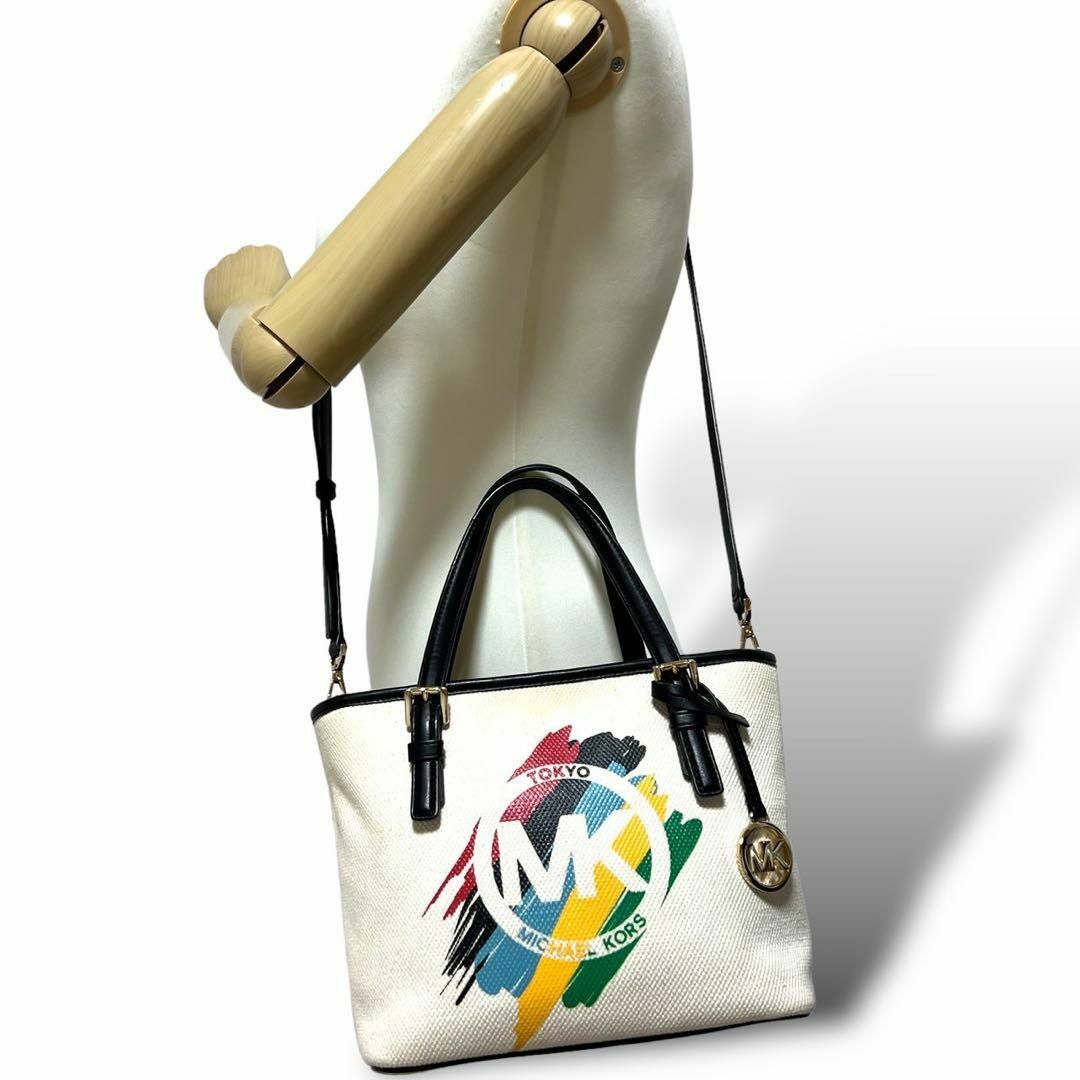美品 マイケルコース 2way ショルダーバッグ ハンドバッグ キャンバス 美品 マイケルコース 2way ショルダーバッグ ハンドバッグ キャンバス