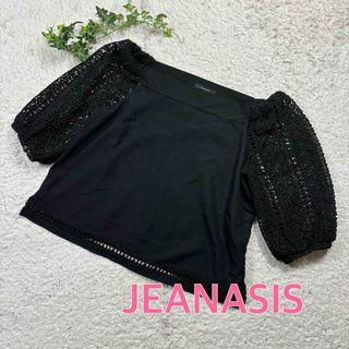 JEANASIS ジーナシス　 レーススリーブトップス　袖レースカットソー 黒