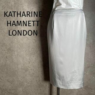 キャサリンハムネット(KATHARINE HAMNETT)の日本製 KATHARINE E HAMNETT ひざ丈スカート サテン タグ付(ひざ丈スカート)