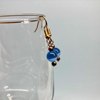 ピアス　キャッツアイピアス(ブルー)  パワーストーンピアス G (イヤリング)