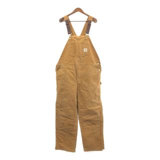 カーハート(carhartt)の90年代 USA製 Carhartt カーハート ダック ダブルニー ビブオーバーオール 大きいサイズ ブラウン (メンズ W48 L52) 中古 古着 Q5252(サロペット/オーバーオール)