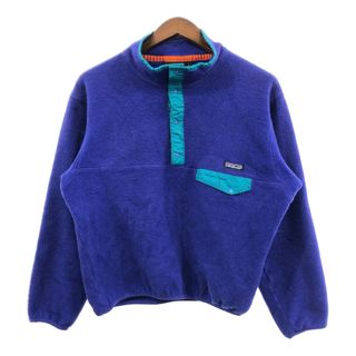 パタゴニア(patagonia)の90年代 USA製 patagonia パタゴニア スナップT フリースジャケット アウトドア ブルー (メンズ L) 中古 古着 Q5247(その他)