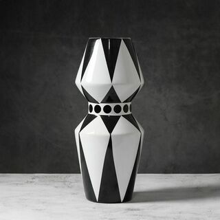 モノトーン 花瓶 おしゃれ 大きい 幾何学 陶器 シノワズリ フランフラン好き(花瓶)